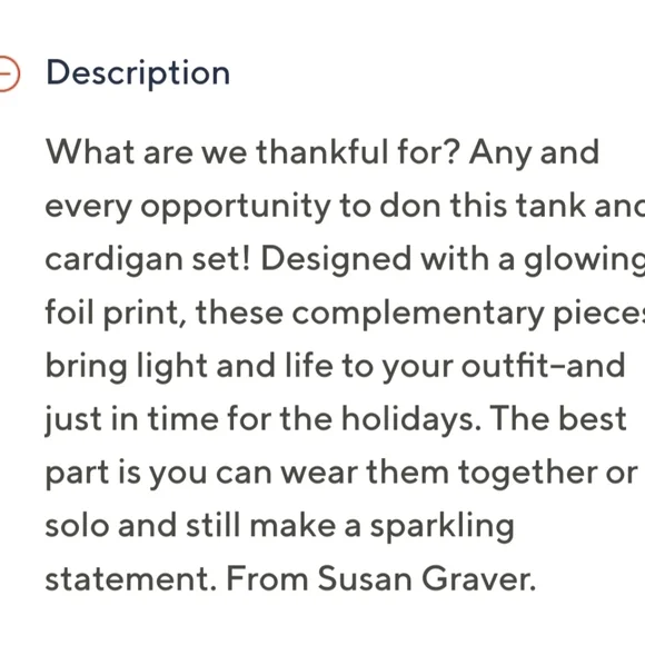 NWT 2 pc Susan Graver Foil Print Cardigan Tank Set - Picture 14 of 16